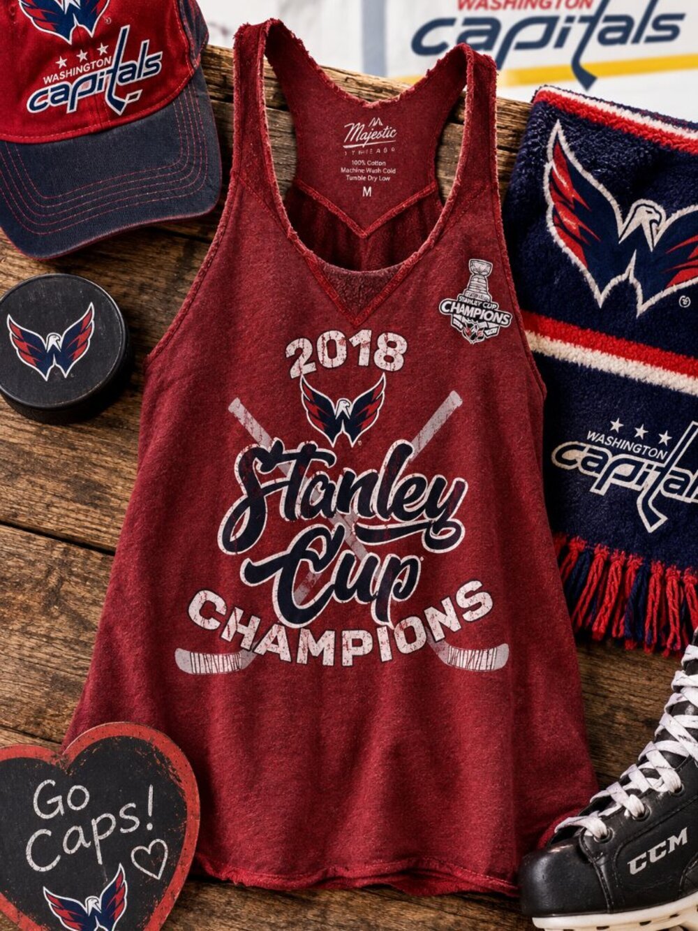 Washington Capitals 2018 Stanley Cup Champions Tank Top M Majestic Threads NHL